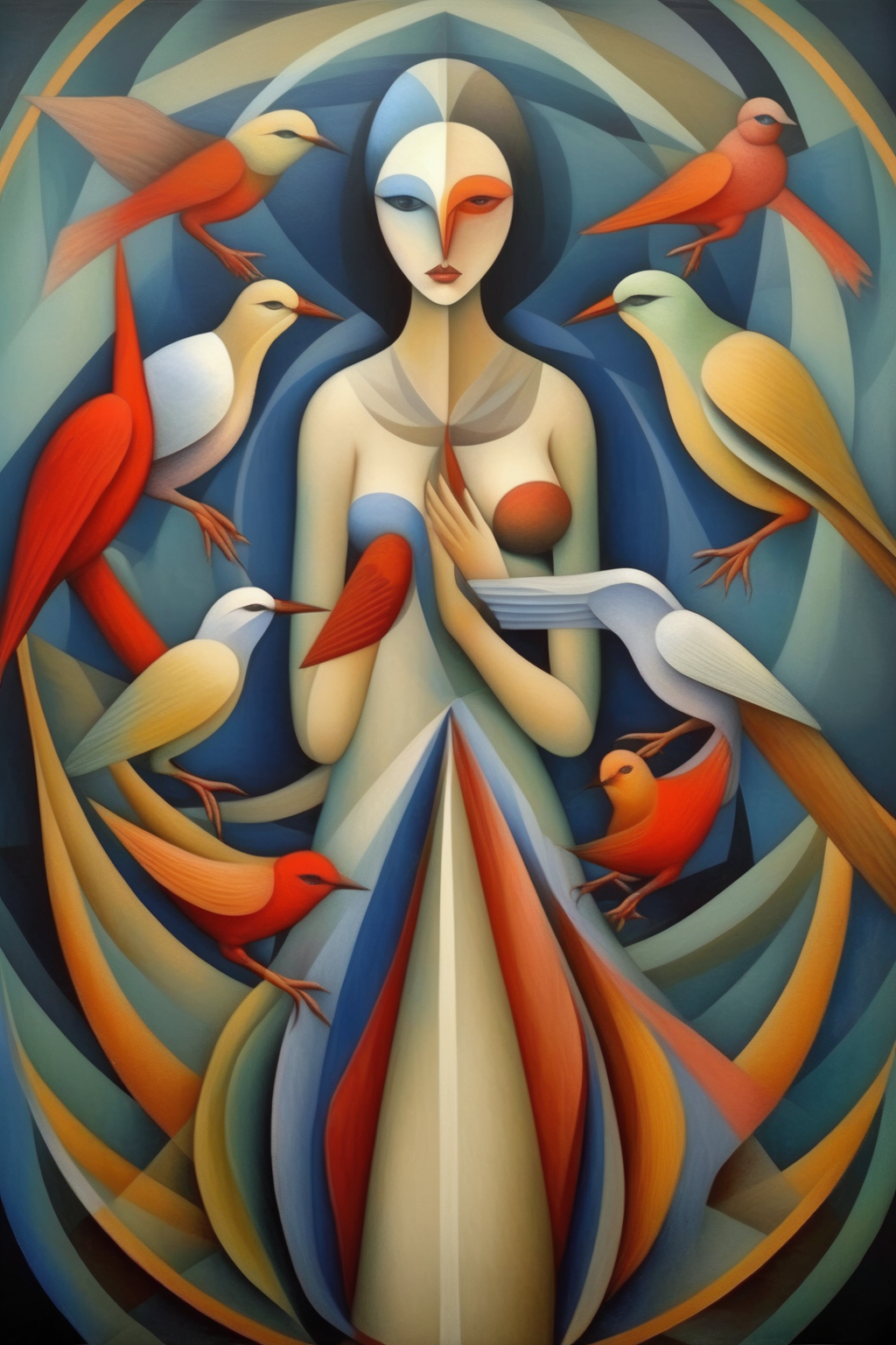 00504-251863456-_lora_Jean Metzinger Style_1_Jean Metzinger Style - a paint of birds women, with the sacred geometry and the mistery of creation.png